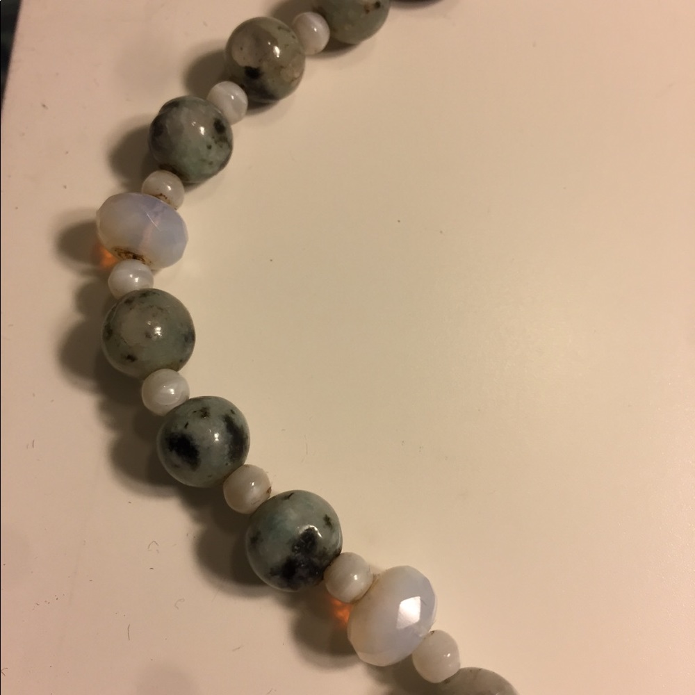 Australian Opal Natural Jade Silver Necklace